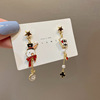 Design funny silver needle, card game, cute earrings, asymmetrical rabbit, silver 925 sample