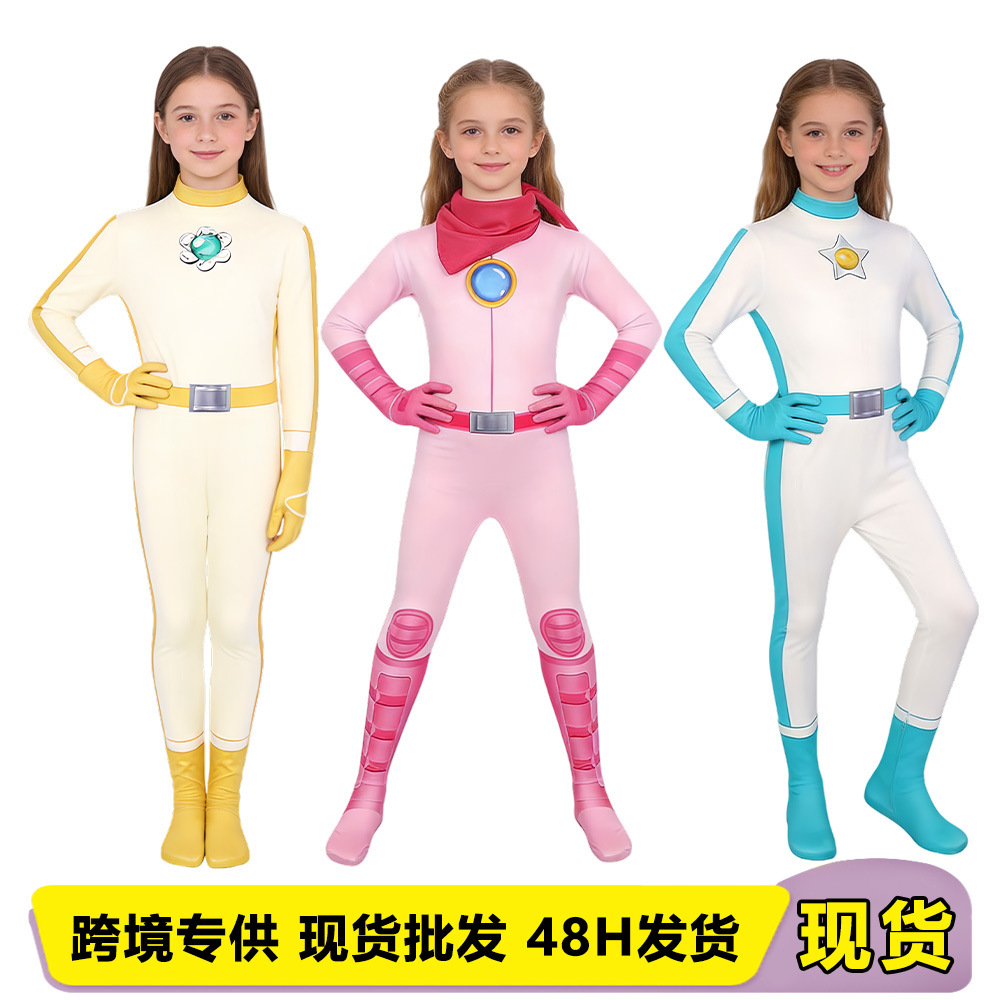 Cross-Border 5 Super Mario Movie Princess Peach Battle Suit Cosplay Pink One-Piece Costume for Comic Conventions and Performances