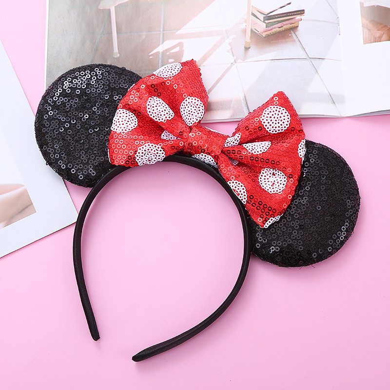 2025 Cross-Border Mickey Hair Accessories Embroidered Bow Party Headband Amusement Park Festival Headband Children's Headband
