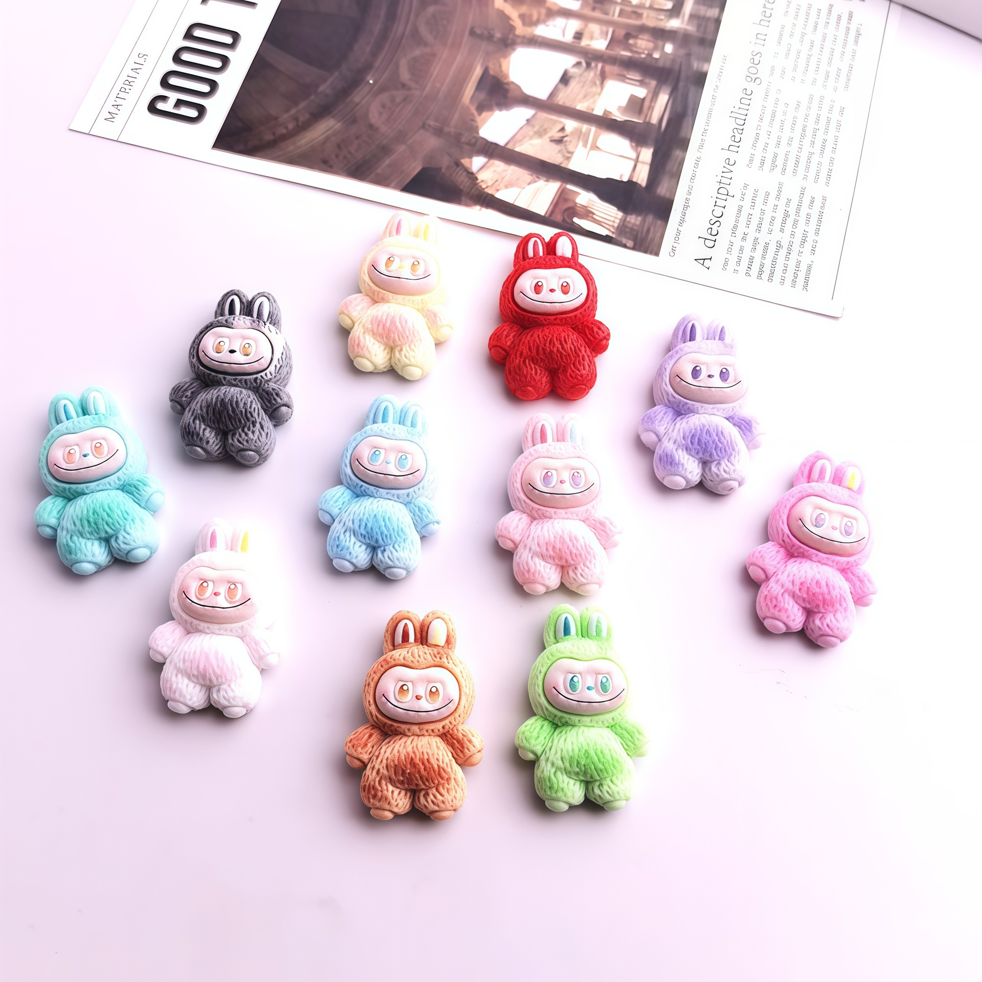 小号11款毛绒拉布布奶油胶diy 手工材料手机壳发夹冰箱贴钥匙扣