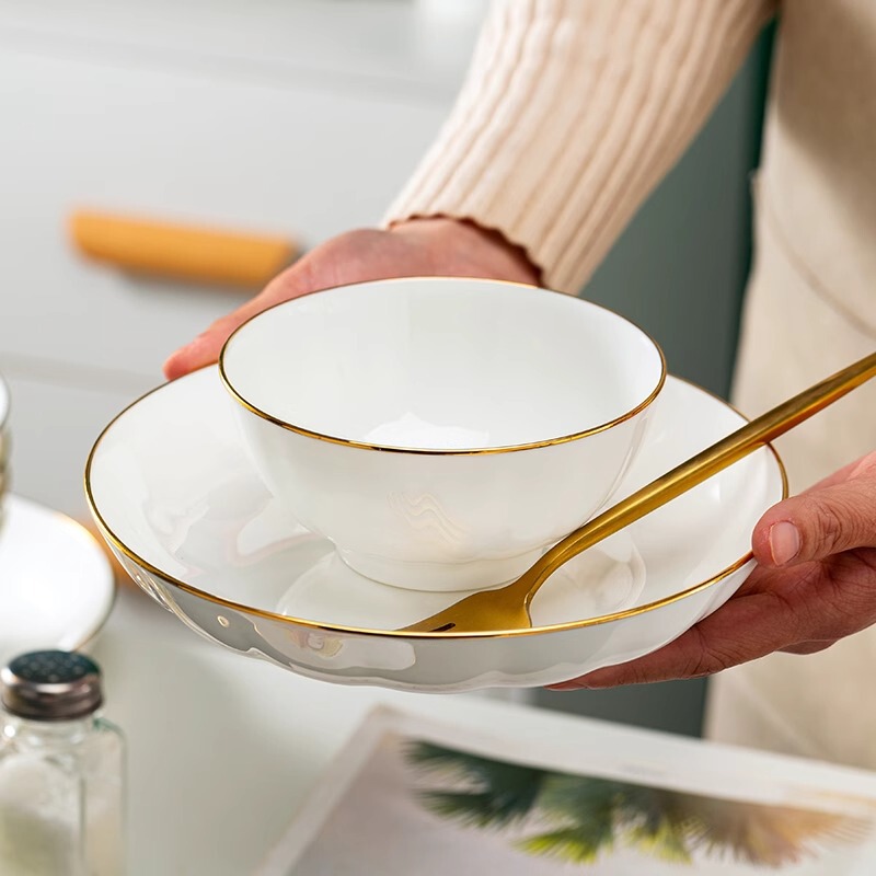 景徳鎮ボーンチャイナ食器ライト高級金縁ライスボウル家庭用ヌードルボウル大型スープボウルクリエイティブカボチャボウル電子レンジ対応|undefined