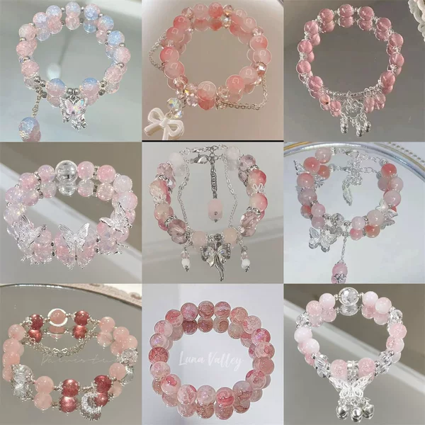 Factory Outlet ~ Chinese Butterfly Bracelet Female Sweet Super White Peach Bow Bracelet Student Party Bracelet