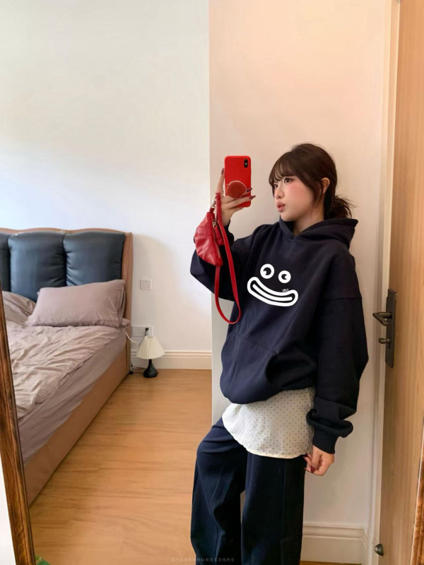 秋冬卫衣女连帽2025新款爆款美式复古宽松休闲小众设计感长袖上衣|undefined