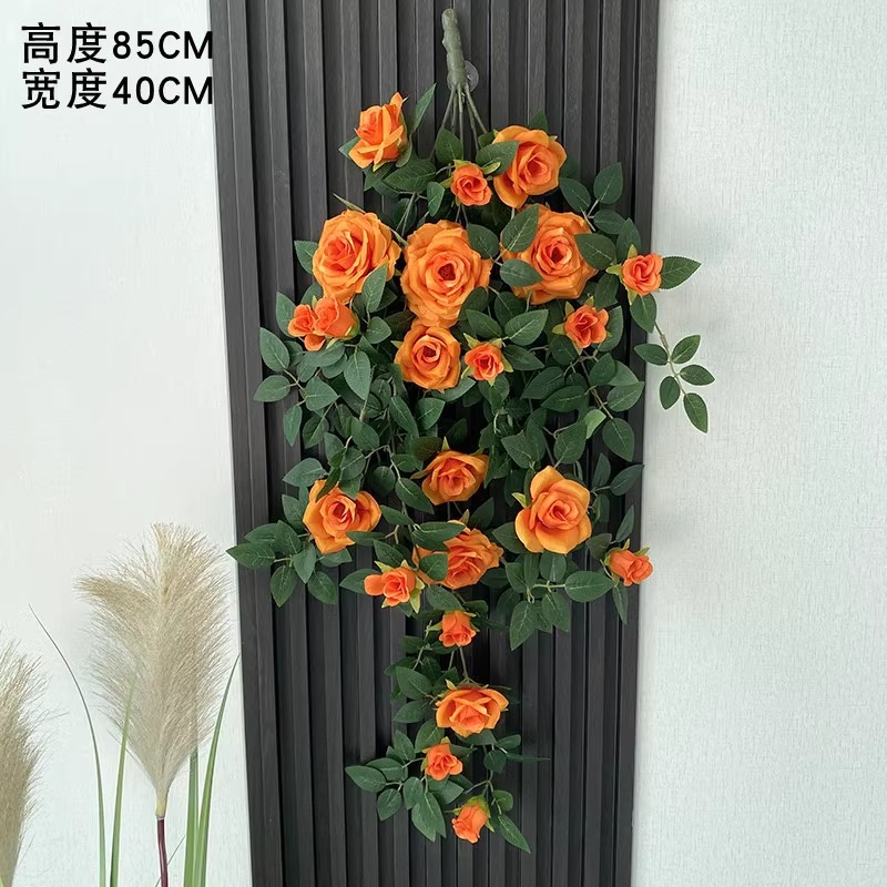 Simulación transfronteriza rosa colgada en la pared de plástico artificial de flores藤 acondicionado de aire acondicionado de pared de hogar orquídea colgante de orquídea decorada planta de藤