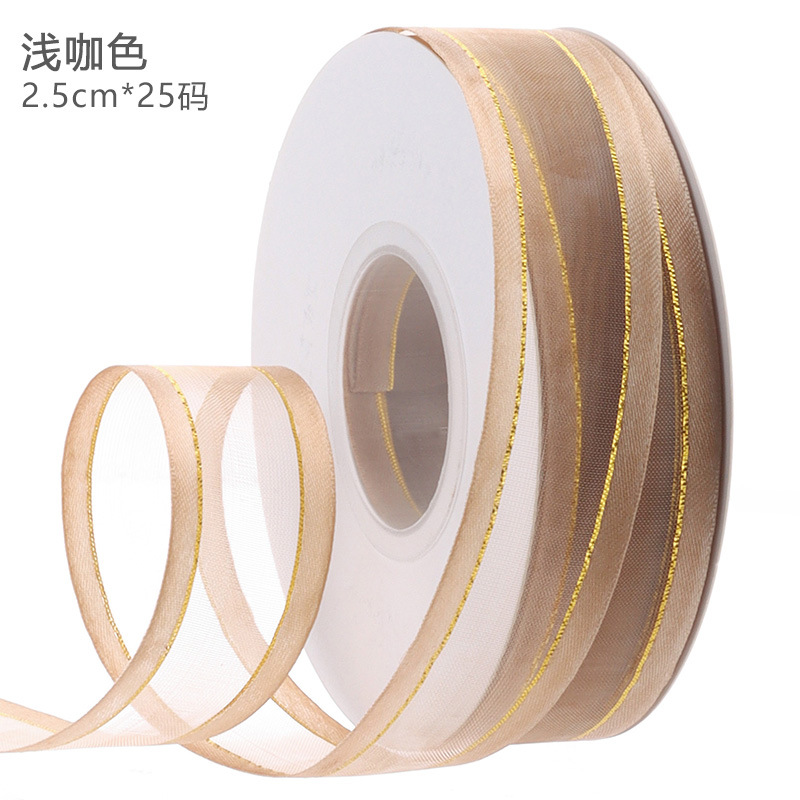 2,5 cm borde ancho hilo de nieve regalo embalaje cinta Ropa Accesorios cinta al por mayor flor embalaje cinta personalización