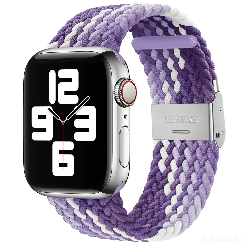 Совместимо с Apple Watch 5-6-7-8-9-10 поколения Snap-on нейлоновый плетёный ремешок iWatch S10 регулируемый браслет