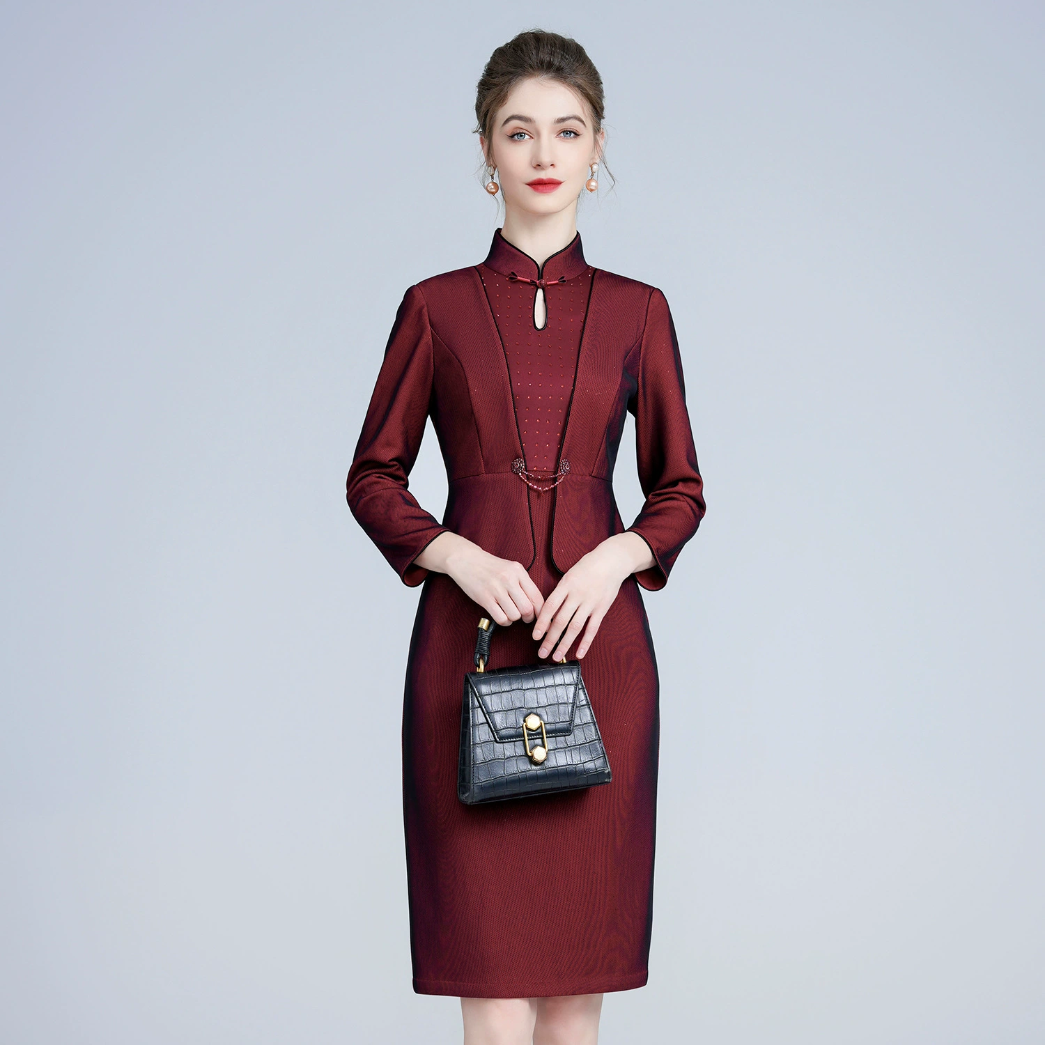 Банкетное платье свадьба Счастливая Мать-в-законе мать-в-законе наряд новый поддельный комплект из двух частей среднего возраста и пожилых бренд платье поколение волос