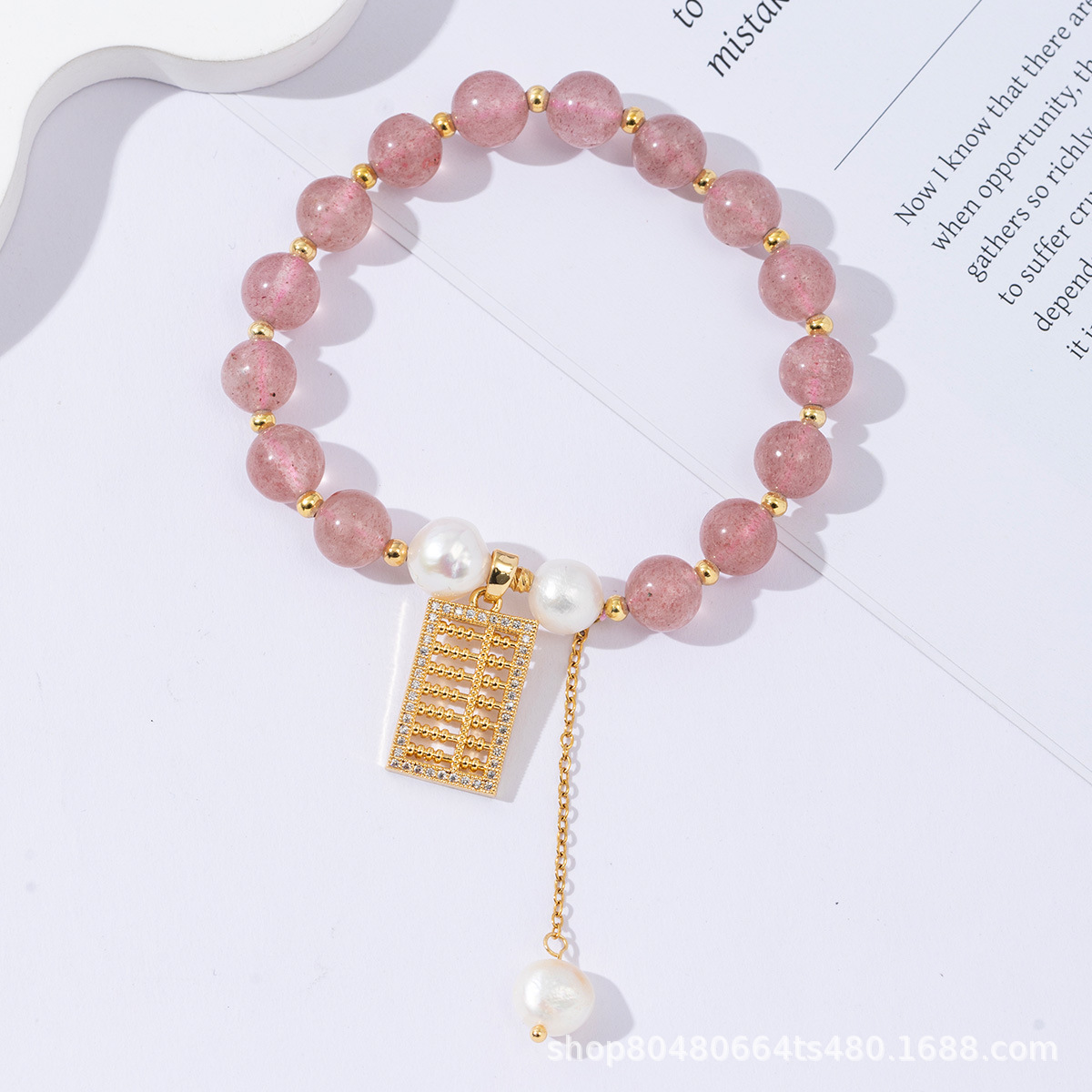 Pulseras de perlas de agua dulce naturales pulseras de alto nivel pulseras de cristal de fresa damas de moda diseñadas regalos de joyería amatista