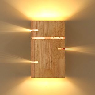 Creative Nordic Wall Lamp Wooden Art Square Box Log Lamp Bedside Bedside Bedroom Lamp Aisle Background Wall Wooden Atmosphere Lamp