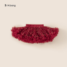 宥宝童装女童红色半身裙拜年服女宝宝周岁蓬蓬裙圣诞裙子tutu裙