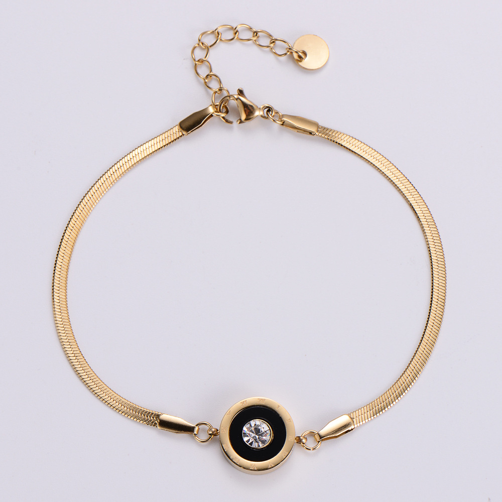 Womenu0027S Fashion Round Titanium Steel Zircon Bracelets Inlay Stainless Steel Bracelets