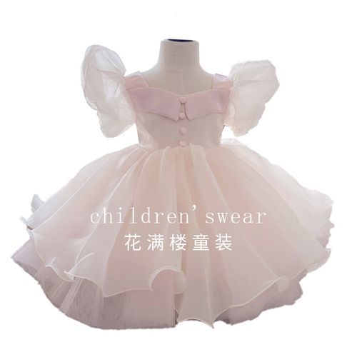 Birthday Princess Dress 2024 New Style Party Puff Skirt for Girls Children's Formal Dress Flower Girl Dress Birthday Suit Spring Season