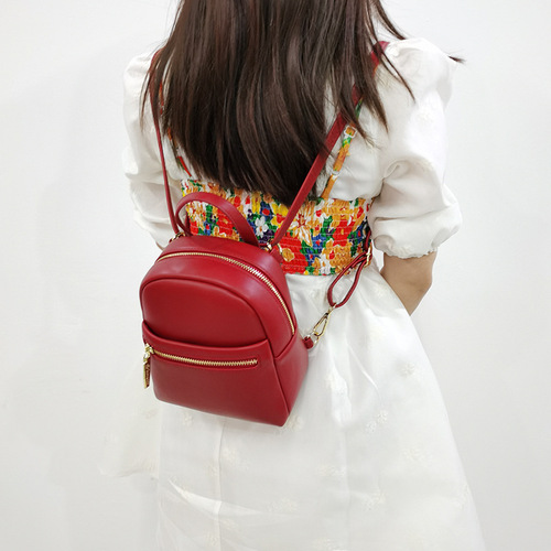 2024 new women's bag Korean version versatile fashion large capacity mini backpack anti-theft school bag pu leather backpack