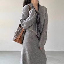 巨好看的早秋一整套女2025新款秋冬毛衣针织裙子套装韩系穿搭长裙