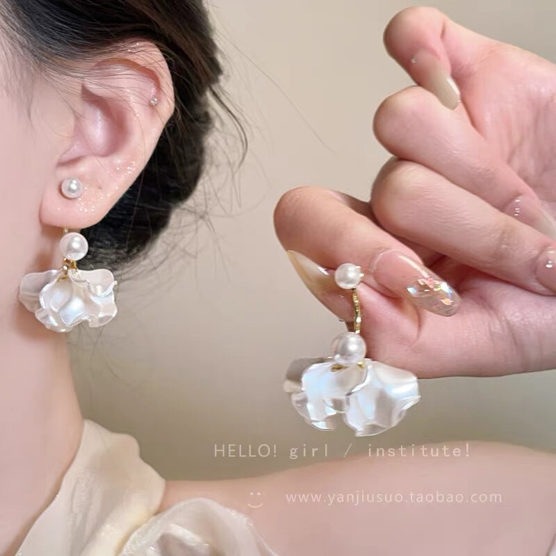 绿色海岛串珠花朵耳钉女2025新款海边度假风耳环夸张配饰耳饰|undefined