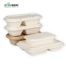 一次性可降解餐盒圆形打包盒甘蔗渣汤碗沙拉便当饭盒寿司外卖定制