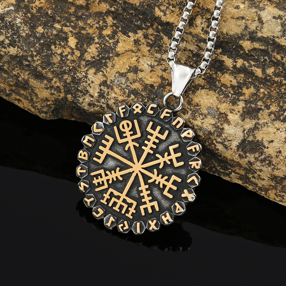 Nordic Viking-Inspired Compass Necklace Image 6