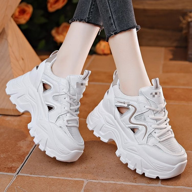 Zapatos de papá de mujer pequeña altura interior sandalias de mujer 2026 zapatos de verano de mujer ventilados huecos zapatos casuales