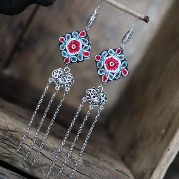 Ethnic long earrings from Yunnan province
