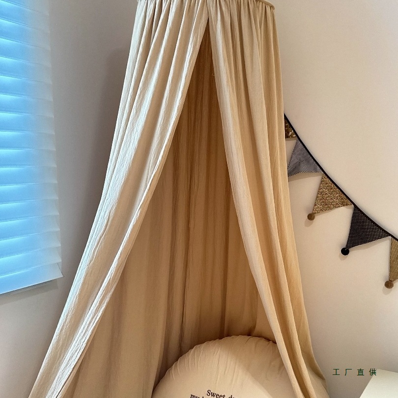 Crib Dome Bed Curtain Scandinavian Ins Style Kidsren's Room Tent Game House Decoration Washed Cotton Open Door Bed Tent
