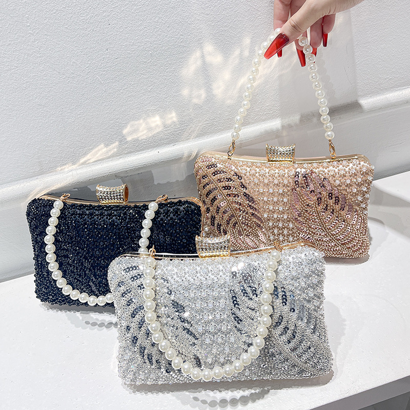 Cross-Border New Glitter Sequin Evening Bag, Fashionable and High-End Diamond-Encrusted Clutch Bag, Elegant Dress, Cheongsam Handbag Cross-Border New Glitter Sequin Evening Bag, Fashionable and High-End Diamond-Encrusted Clutch Bag, Elegant Dress, Cheongsam Handbag