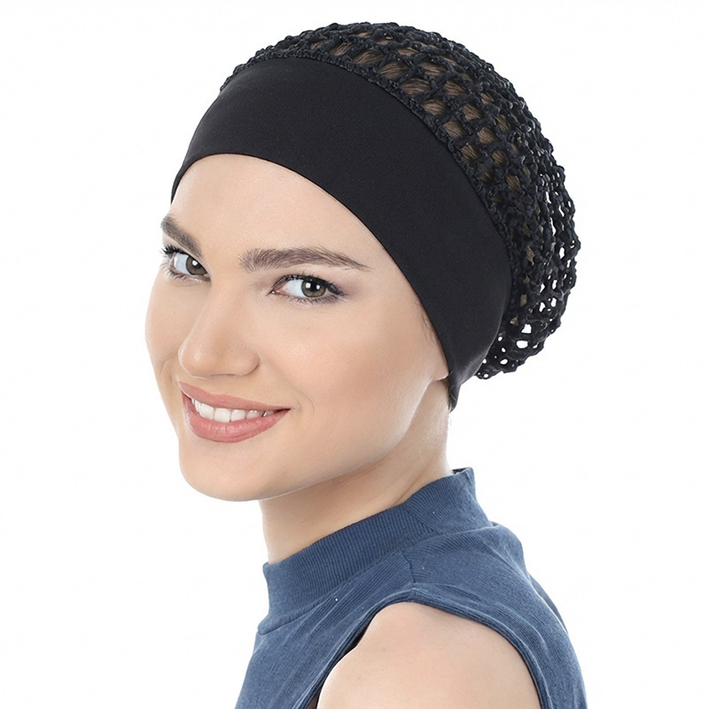 Handmade Crochet Elastic Wide-Brimmed Hair Net Sleep Cap Wig Cap Hair Protection Cap Net Cover Jdw-65