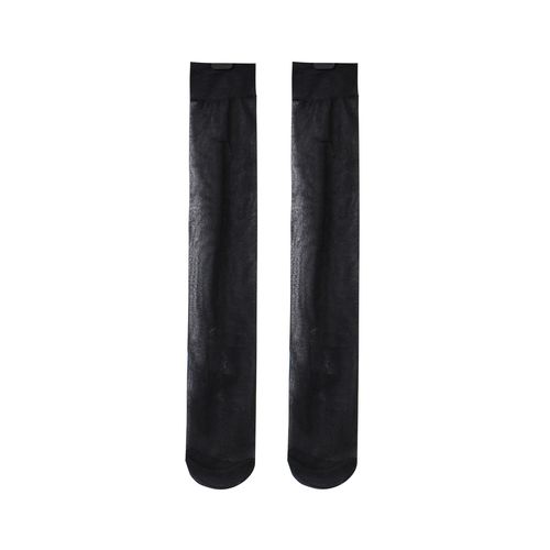 White calf-length socks, thin summer style for women—mid-calf silk stockings in Japanese design, knee-high boot socks, trendy mid-calf socks—Model A8