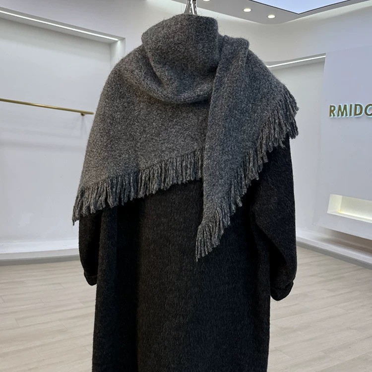 Gestrickter Wollschal Mit Quasten Für Damen Herbst Winter_voghion.com