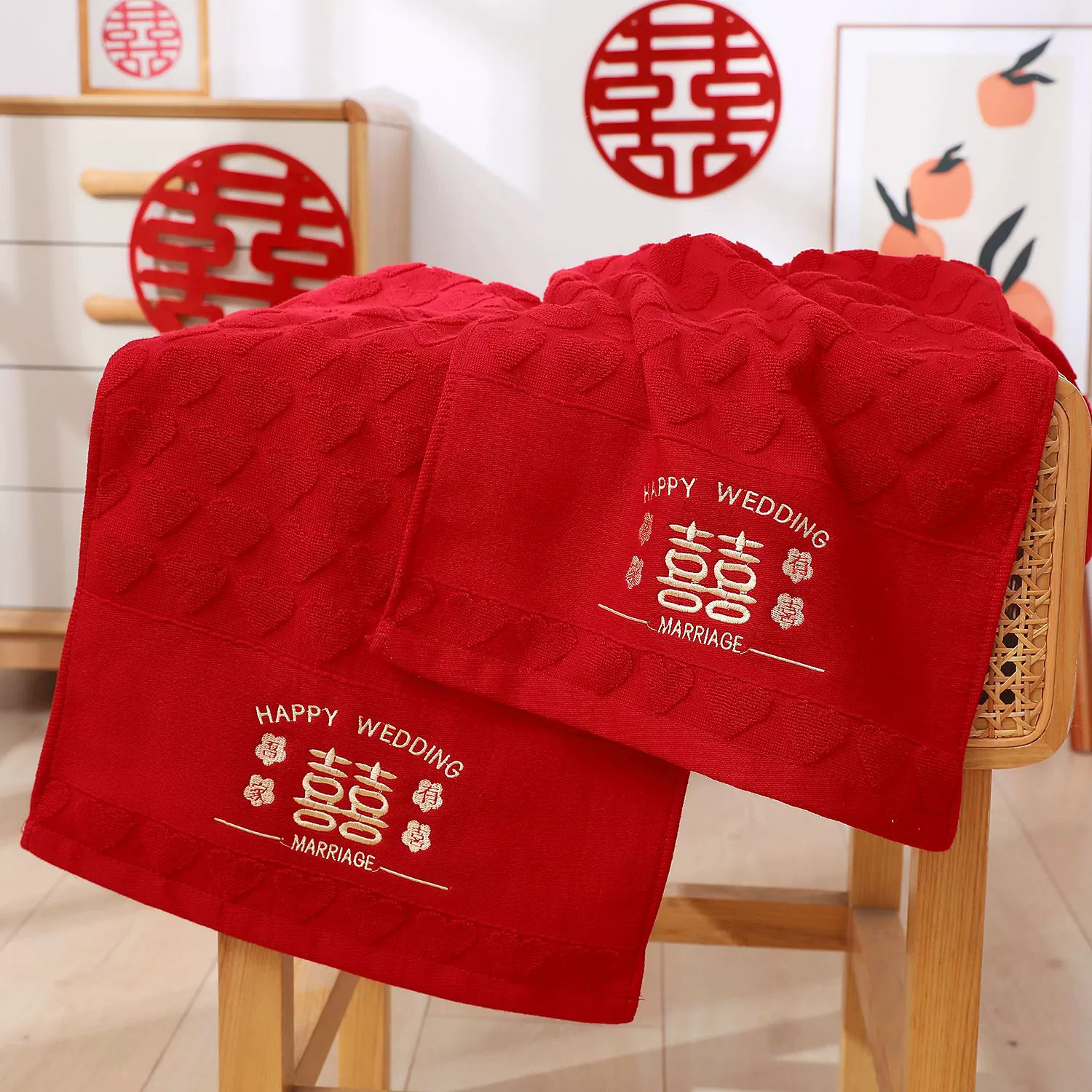 Burgundy cotton towel, gift box, increased thickness