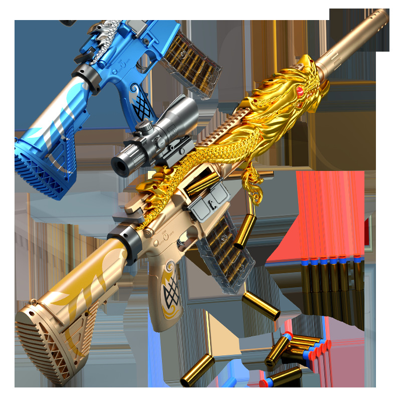 Children's M416 Five Claw Golden Dragon Soft Bullet Gun Toy Manual Loading Shot Extraction Suitable_voghion.com