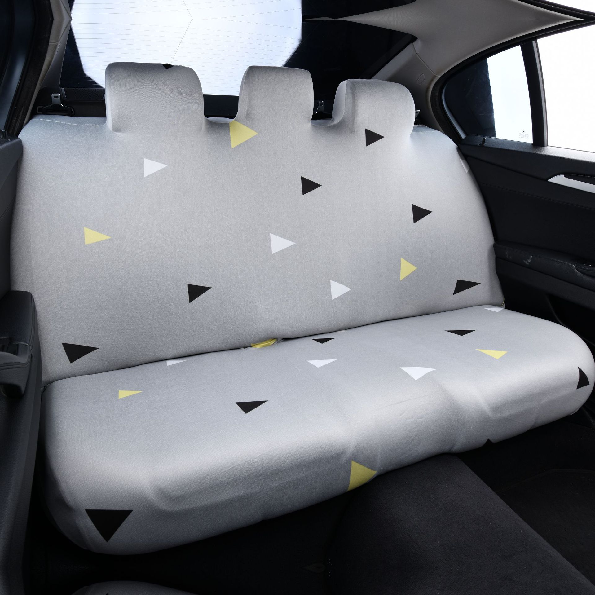 Car rear seat cover set with elastic backrest cover, cushion cover, fabric anti-slip thin model, universal for all seasons
