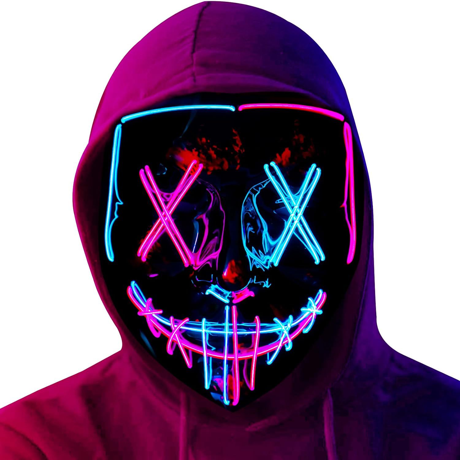 Procesamiento de pérdidas Máscara luminosa LED Máscara de terror Festivo Cosplay Disfraz de Halloween Mascarada image 5