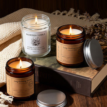亚马逊棕瓶香薰蜡烛香氛精油无烟大豆蜡高端伴手礼室内跨境蜡烛