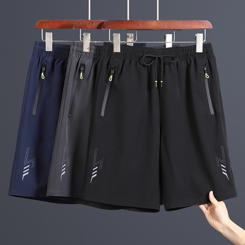 Summer men's quick-drying ice silk sports casual cool loose plus-size outerwear thin five-pocket shorts beach shorts