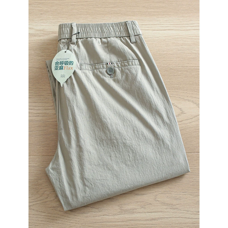 Comfortable summer thin breathable trousers, cotton and linen
