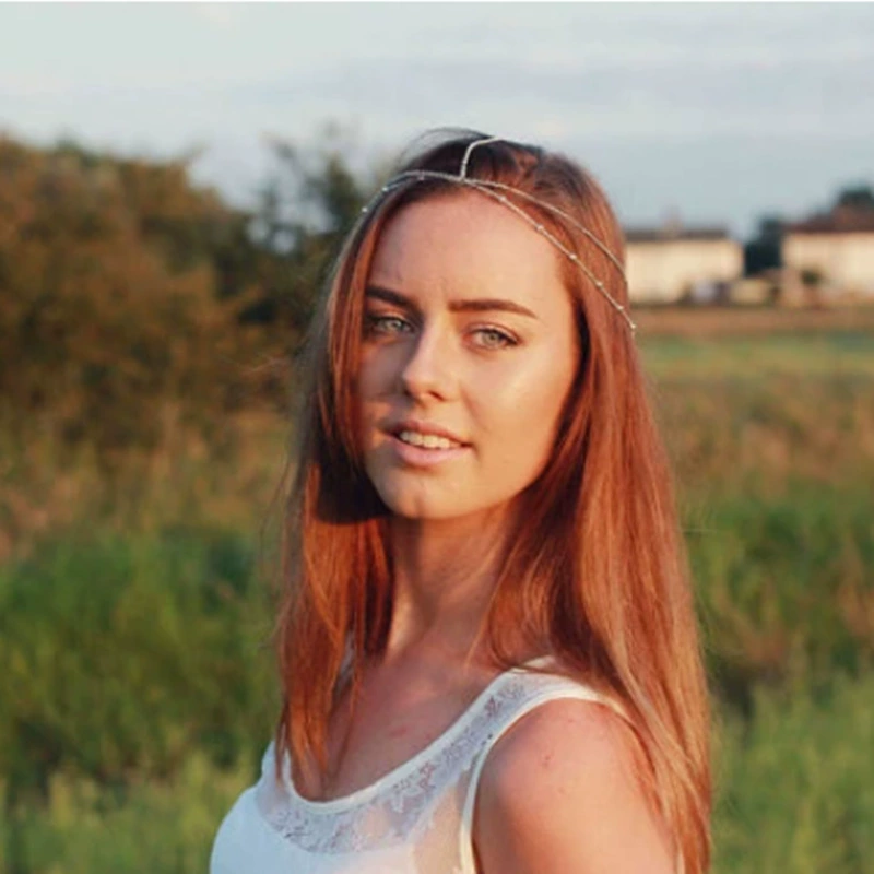 Европейская и американская внешняя торговля Модные женские богемные золотые головные уборы производители прямые поставки медные бусины цепочка для волос Веревка головная цепь