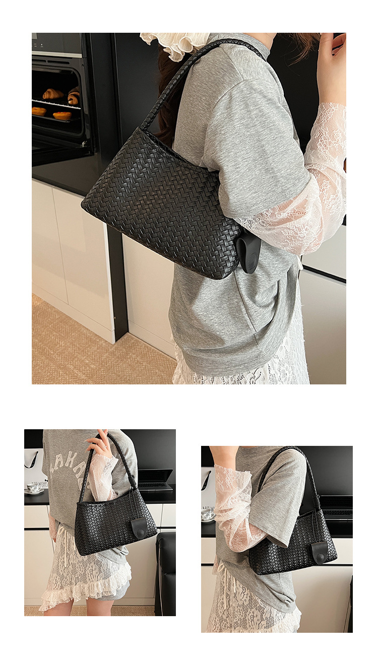 Woven Pattern Large Capacity Tote Bag For Women Stylish Shoulder Bag_voghion.com
