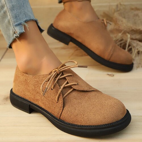 Women's Autumn New Thick Sole Loafers with Wide Heels, Lace-up Fashionable and Versatile Comfortable British Style Small Leather Shoes