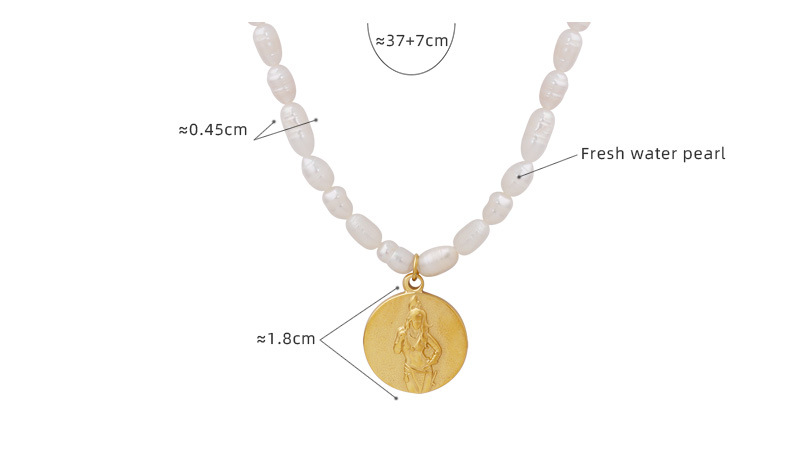 Elegant Human Round Pearl Titanium Steel Plating Pendant Necklace 1 Piece