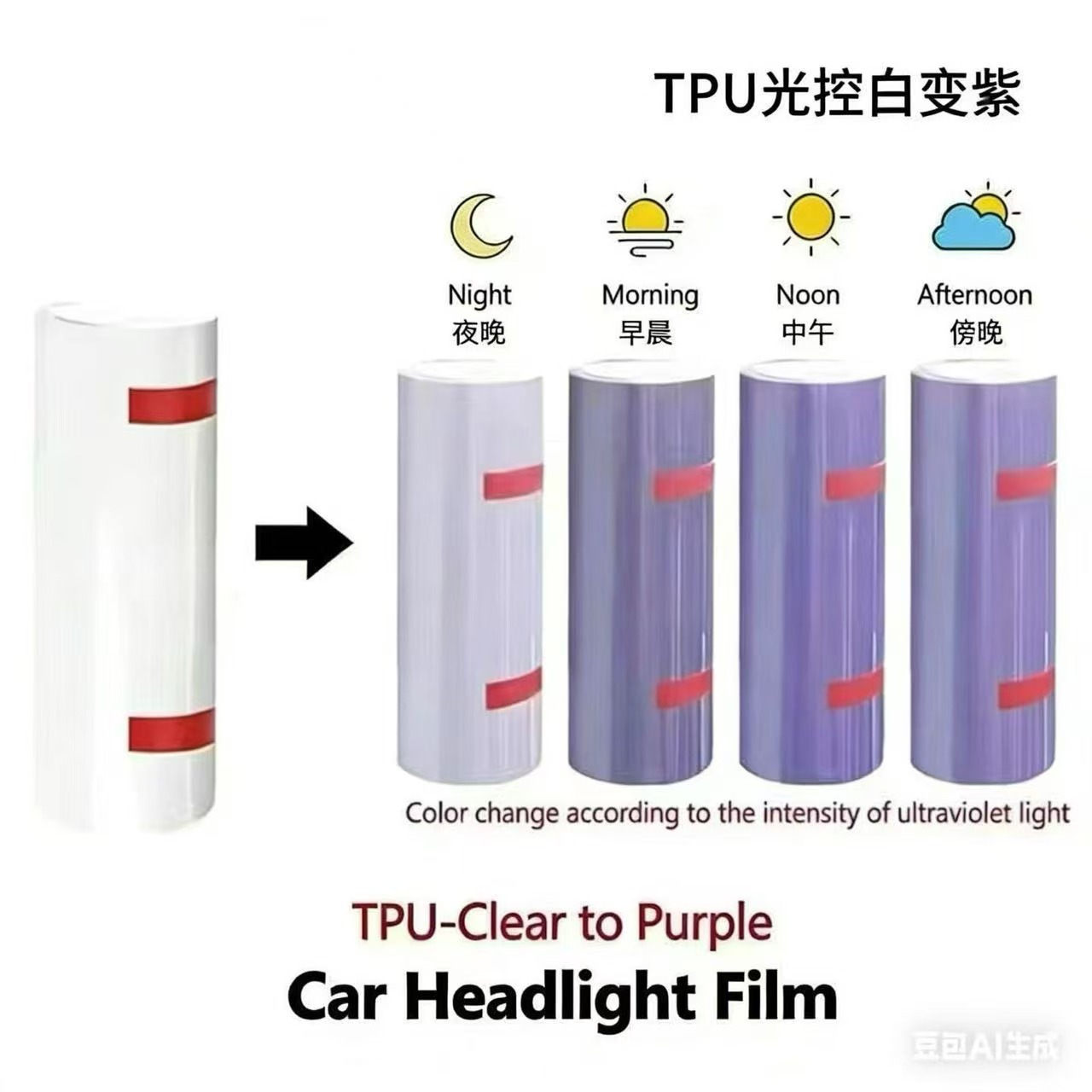 Tpu/Tph Car Headlight Film, Car Color-Changing Light Film, Light-Transmitting Protective Film, Light-Controlled Color-Changing Car Light Film, Factory Direct