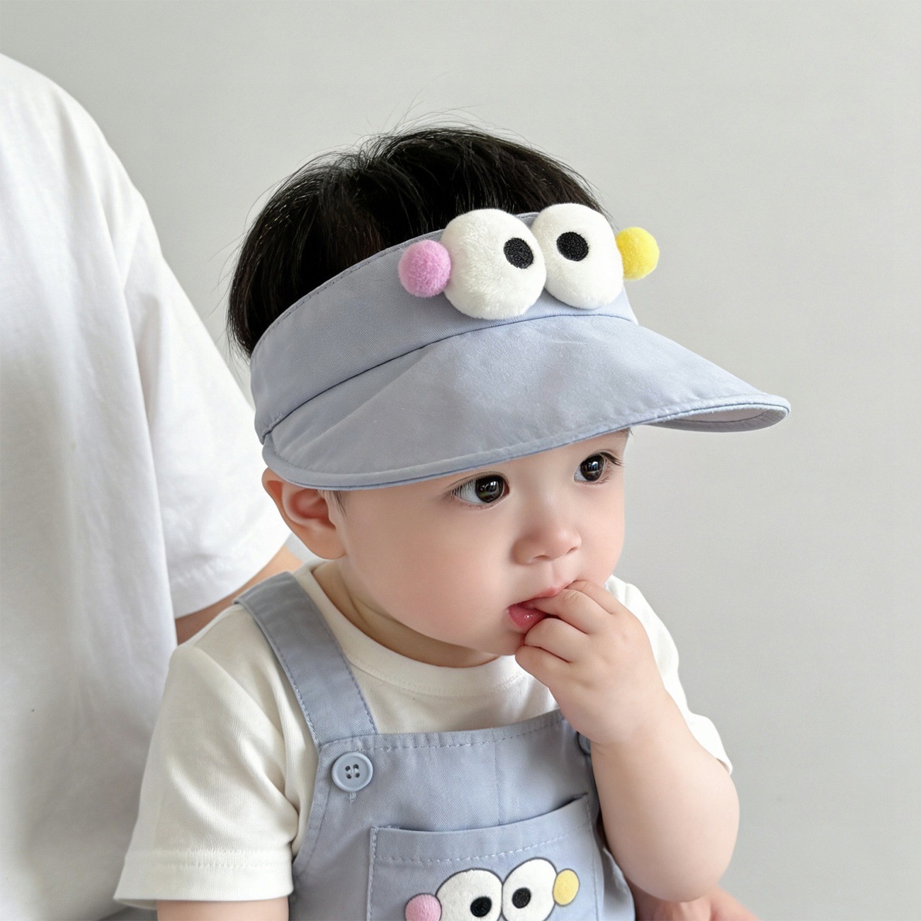 宝宝帽子夏天空顶帽可爱超萌卡通大帽檐遮阳帽婴幼儿外出防晒帽韩