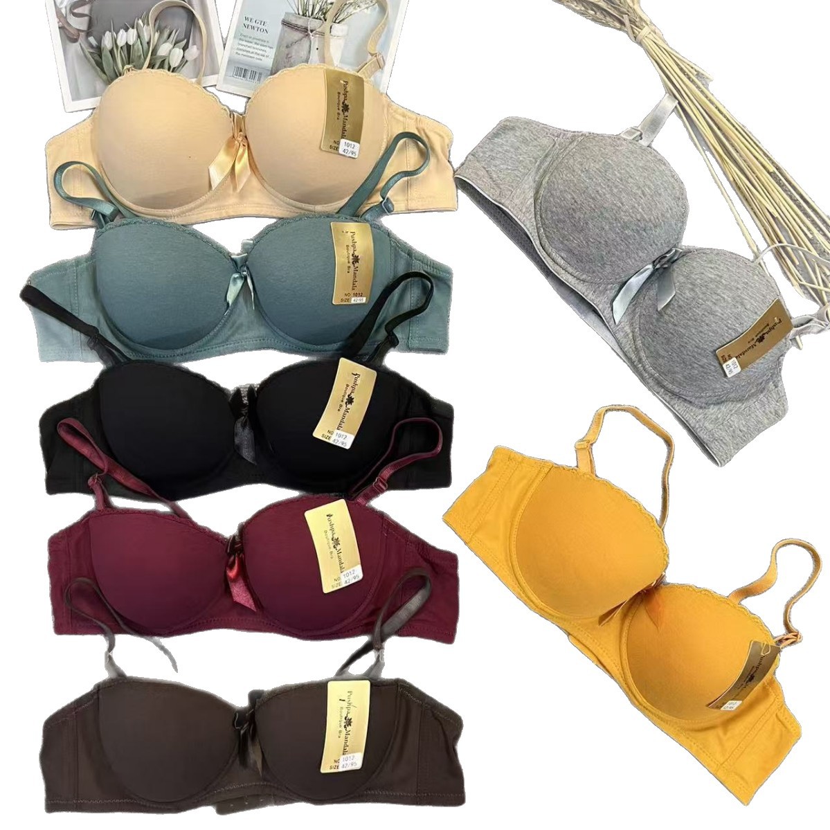 Cordillera de hombro desmontable de mujer ropa interior dibujada sin anillo de acero sin marcas de pecho pequeño sexy cómodo brastock