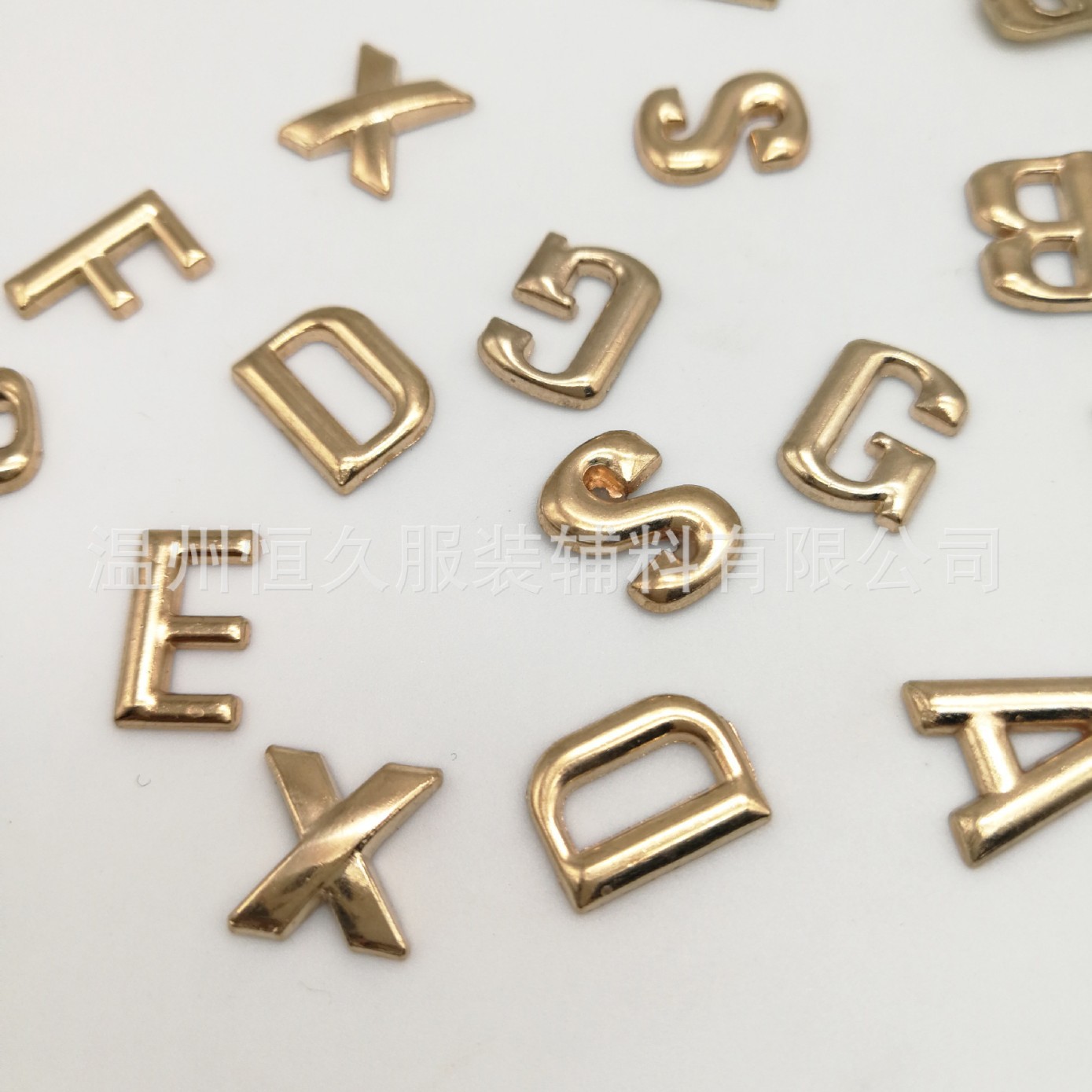 锌合金烫片/数字图案烫片/12mm英文字母烫片/玫瑰金色字母烫片