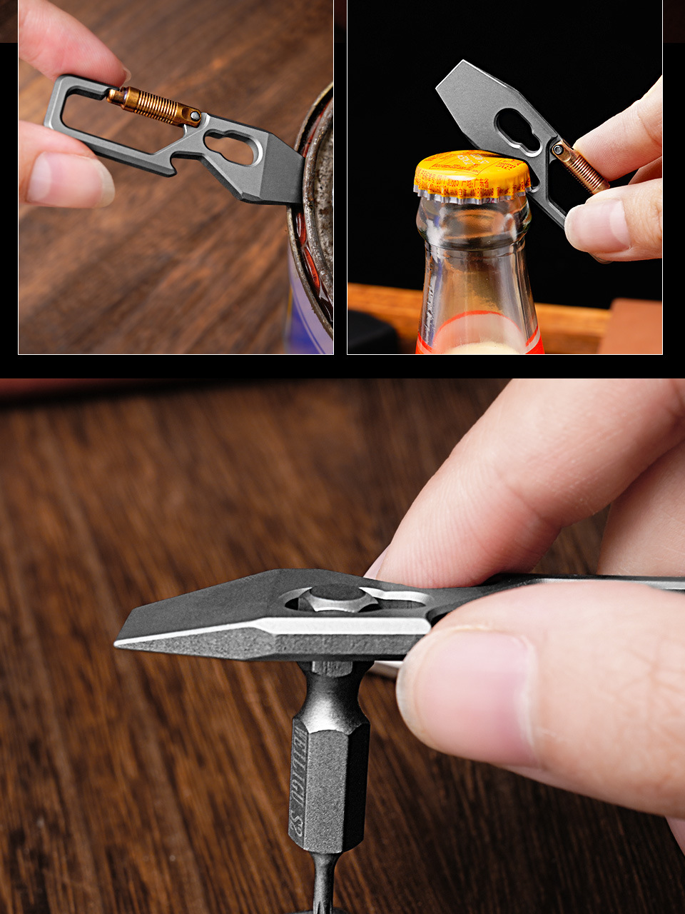 NEUE MINI TC4 Titan Legierung Brecheisen Flaschenöffner Maßstab Sechskantschlüssel EDC Outdoor Werkzeuge Multifunktions Camping Ausrüstung – Detail 12