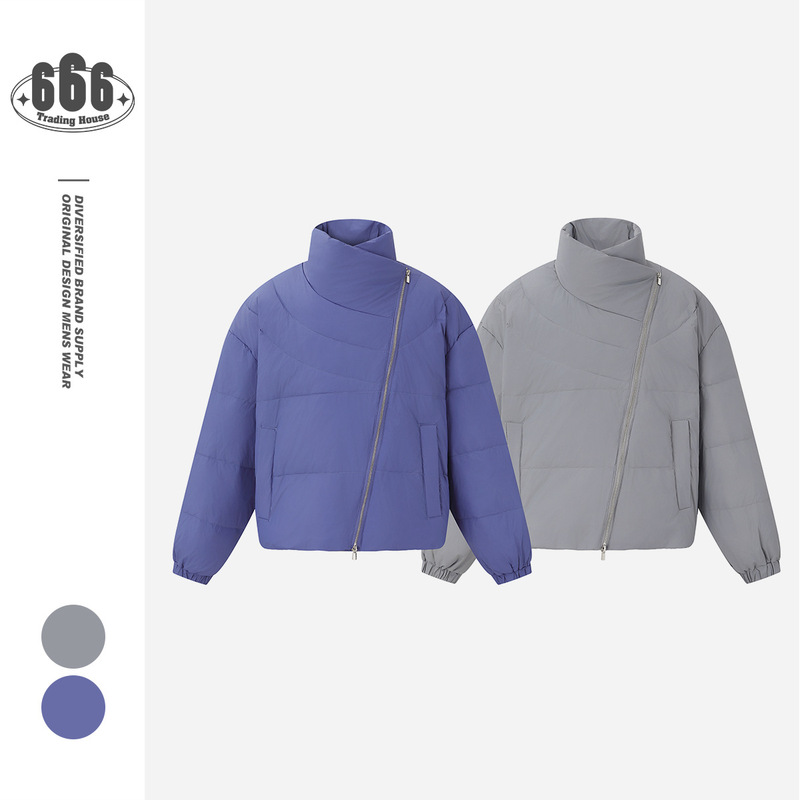 Forn3 Niche Designer Trendy Brand Diagonal Zipper Winter down Jacket Men's Loose Bread Jacket 90 Velvet Jacket N1790