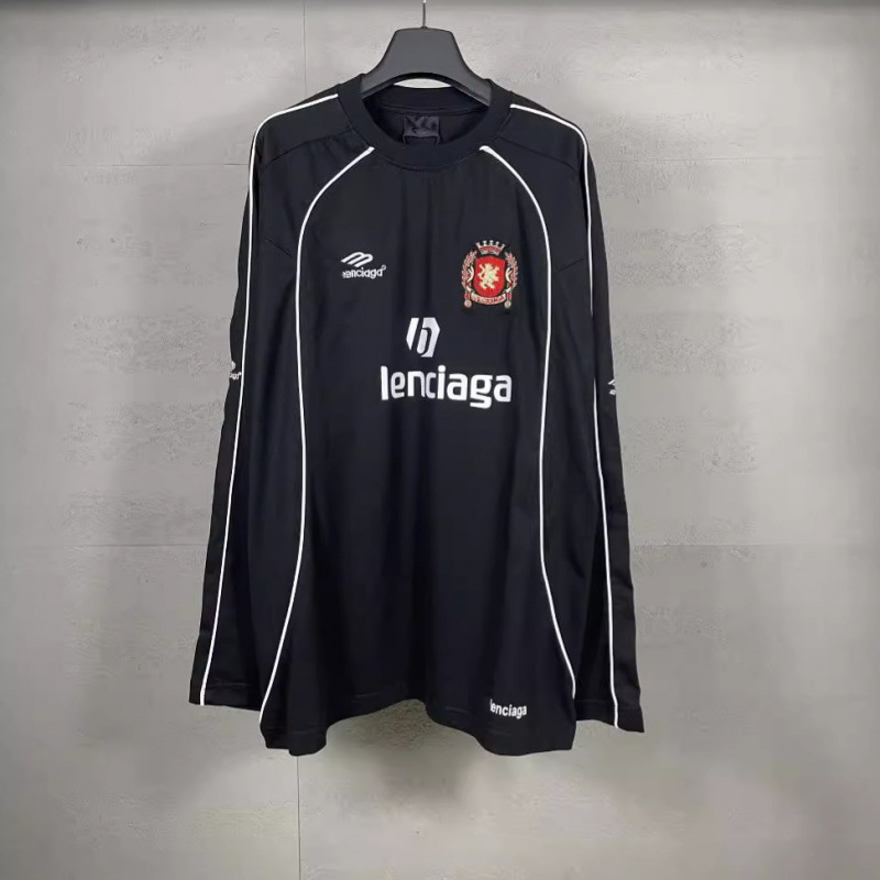 Paris High-End Version 2024 Autumn and Winter New B Brand Collaboration Football Sportswear Logo Embroidered Printed Long-Sleeve T-Shirt