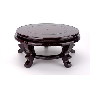 Flower Pot Base Bracket Solid Wood Teapot Vase Stove Wooden Tray Rack Round Ornament Base Wood