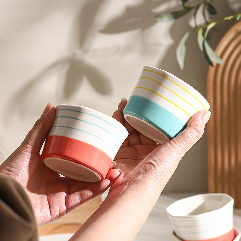 Nordic Style Creative Ceramic Shufulei Bowl High Beauty Value Household Baking Oven Baking Bowl Pudding Dessert Steamed Egg Bowl