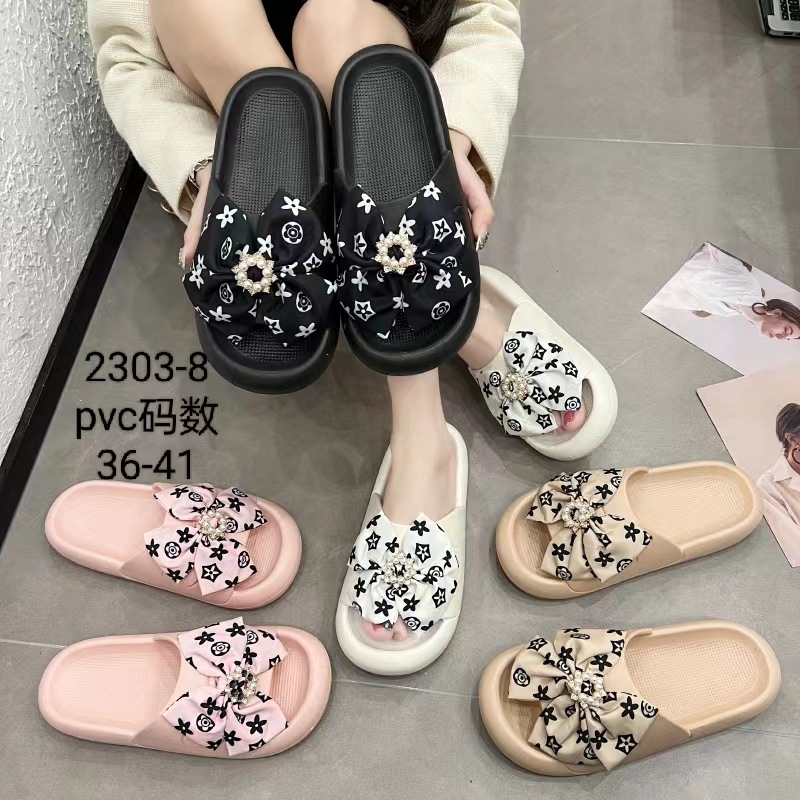 fashionable women's slippers with bow platform