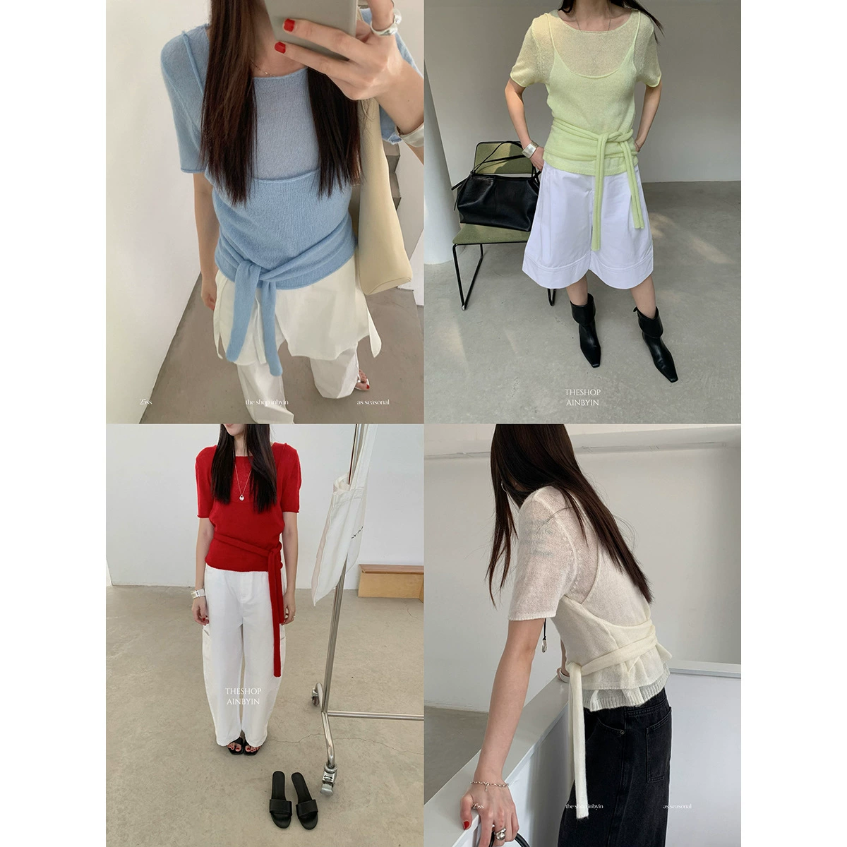 Yi En Oinbyin Корейский трикотажный костюм с тонким камзолом Жилет с короткими рукавами